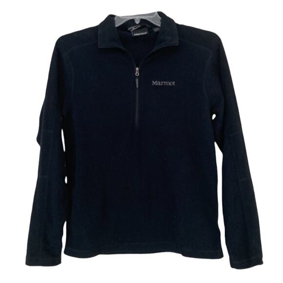 Marmot Black Fleece Half Zip Sweater Sz S - Picture 1 of 8